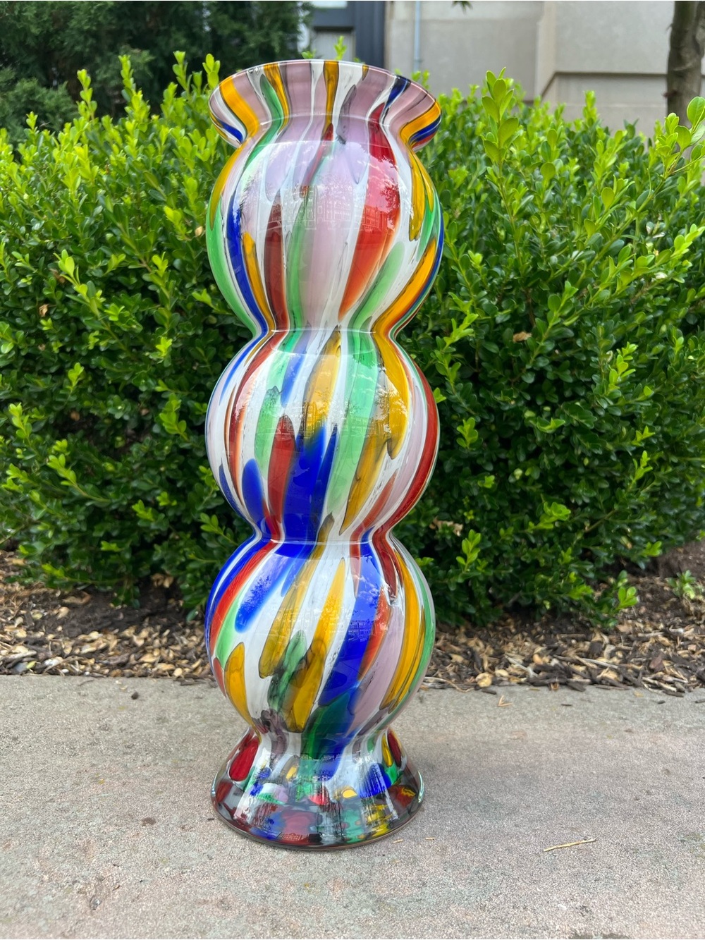 Vintage Mikasa Multi Color Art Glass Vase Swirl Hand Blown 16" Sculptural
Decor